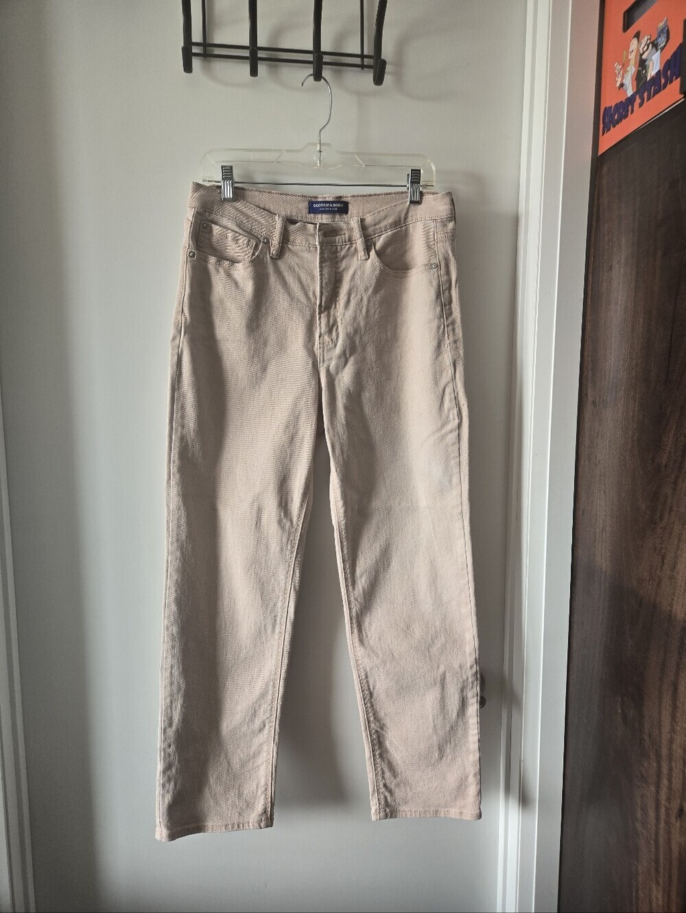 Scotch & Soda High Waisted Straight Leg Jeans In Faded Washed Pink